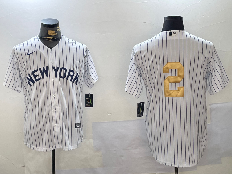 Men's New York Yankees Derek Jeter #2 White Jersey
